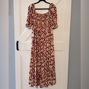 Betsey Johnson Strawberry Fields Shirred Maxi